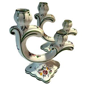 Vintage Handpainted Dual Candle Holders Made in Portugal RCCL (2) Art Pottery